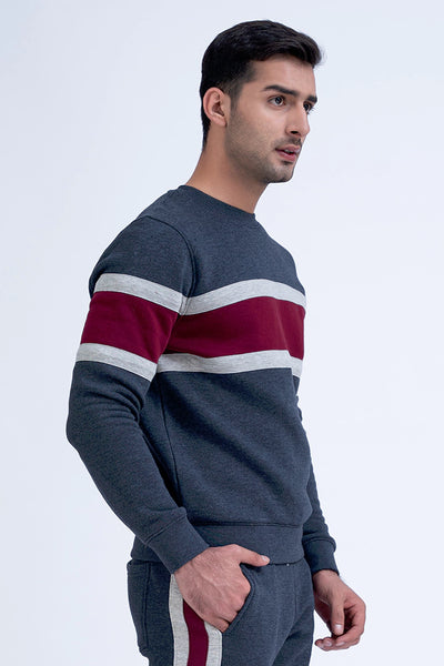 Round Neck Color Block Sweatshirt