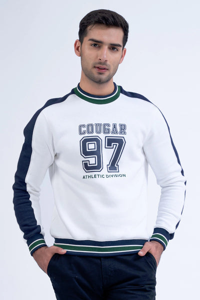 White Contrast Striped Sweatshirt