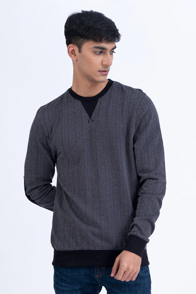 Round Neck Sweatshirt With Elbow Patches