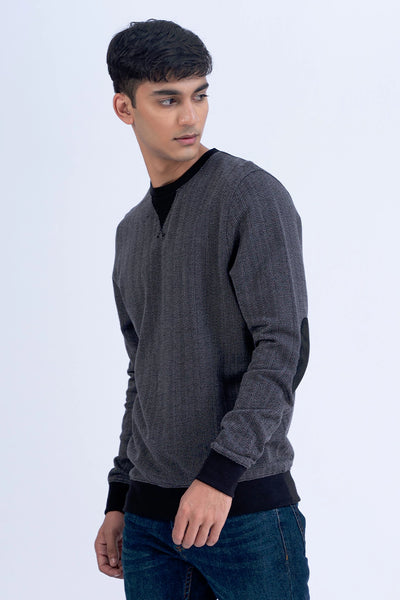 Round Neck Sweatshirt With Elbow Patches