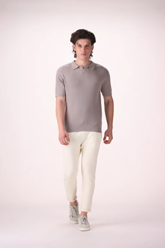 Ribbed Buttonless Polo - Cougar Clothing