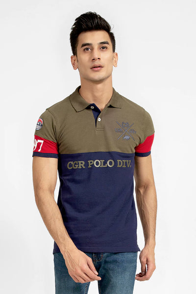 Navy CGR Color Block Polo