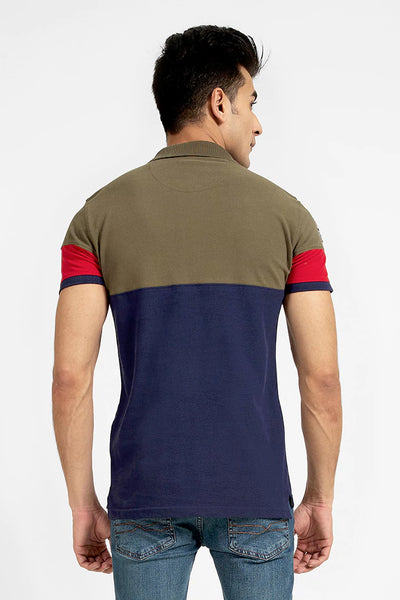 Navy CGR Color Block Polo