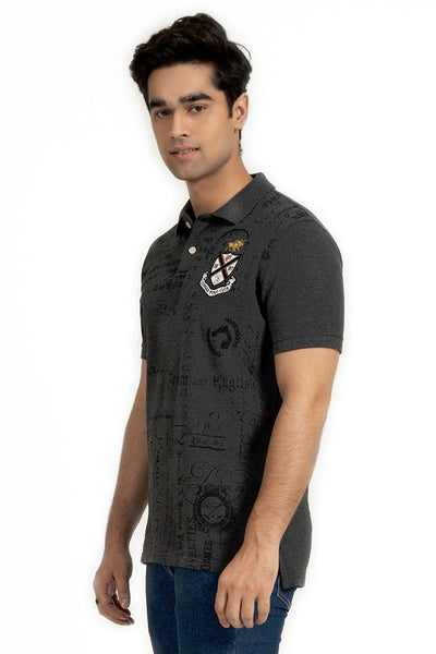 Dark Charcoal Graphic Polo