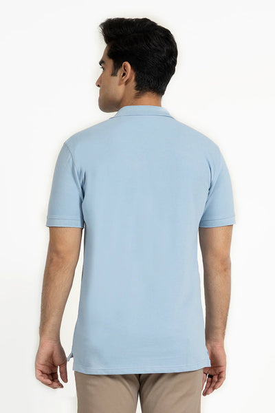 Contrast Logo Sky Blue Polo