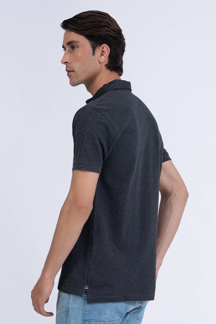 Charcoal Embroidered Polo