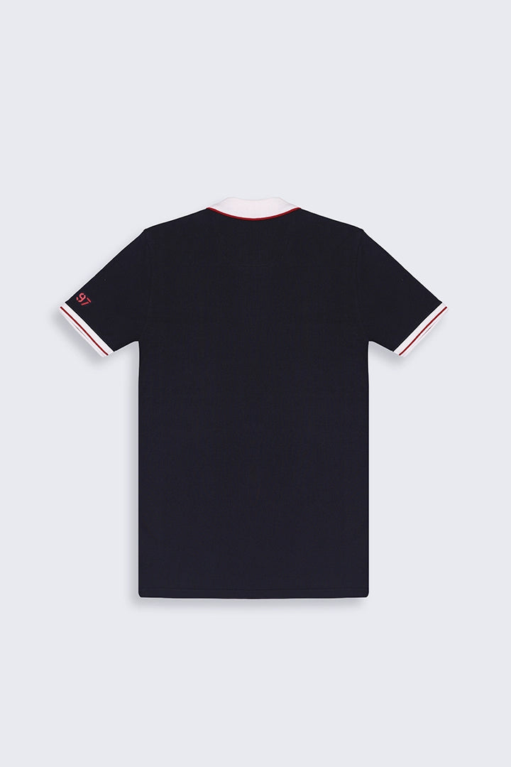 Navy Contrast Panel Polo