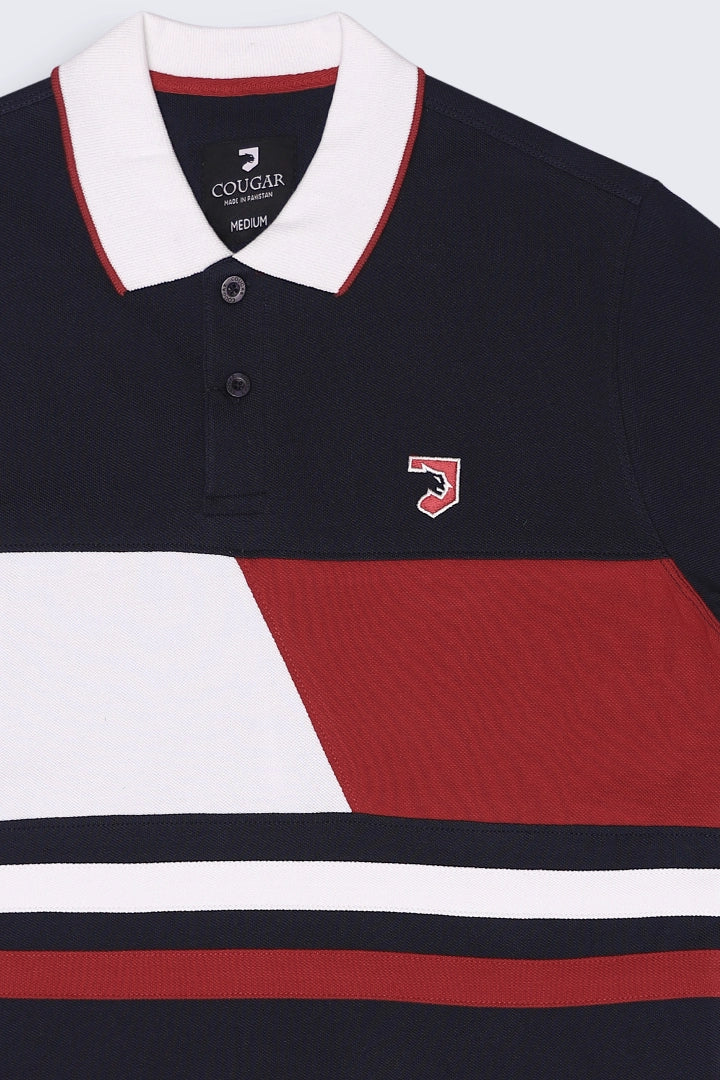 Navy Contrast Panel Polo
