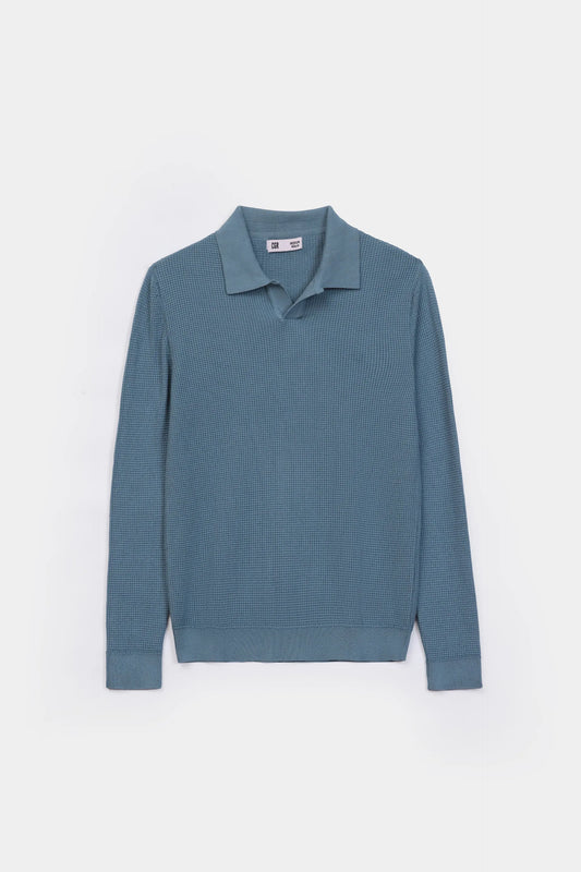 Waffle Knit Johnny Collar Polo - Cougar Clothing