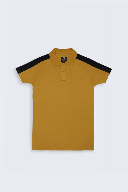 Contrast Shoulder Mustard Polo - Cougar Clothing