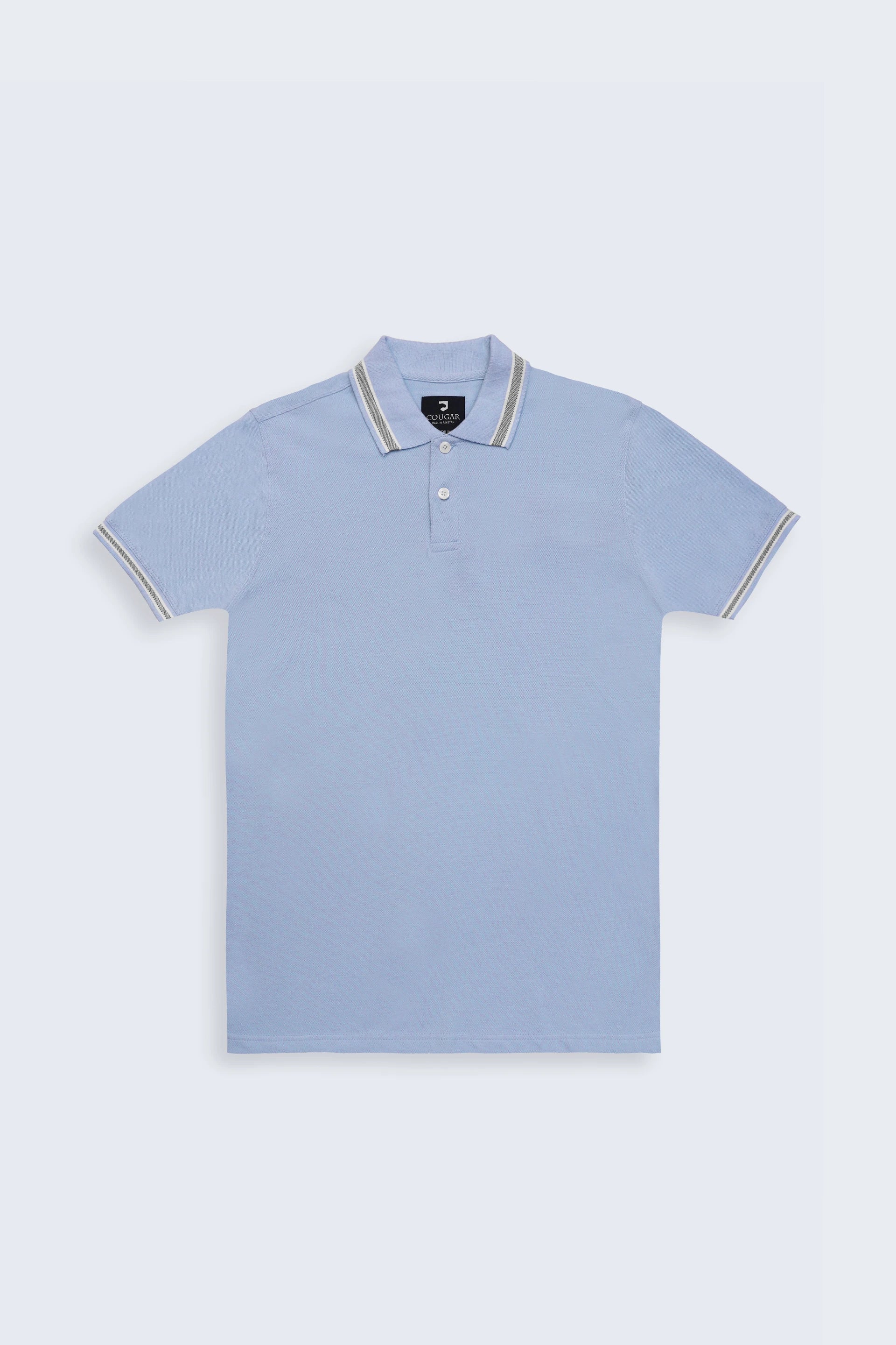 Sky Blue Pique Tipped Polo - Cougar Clothing