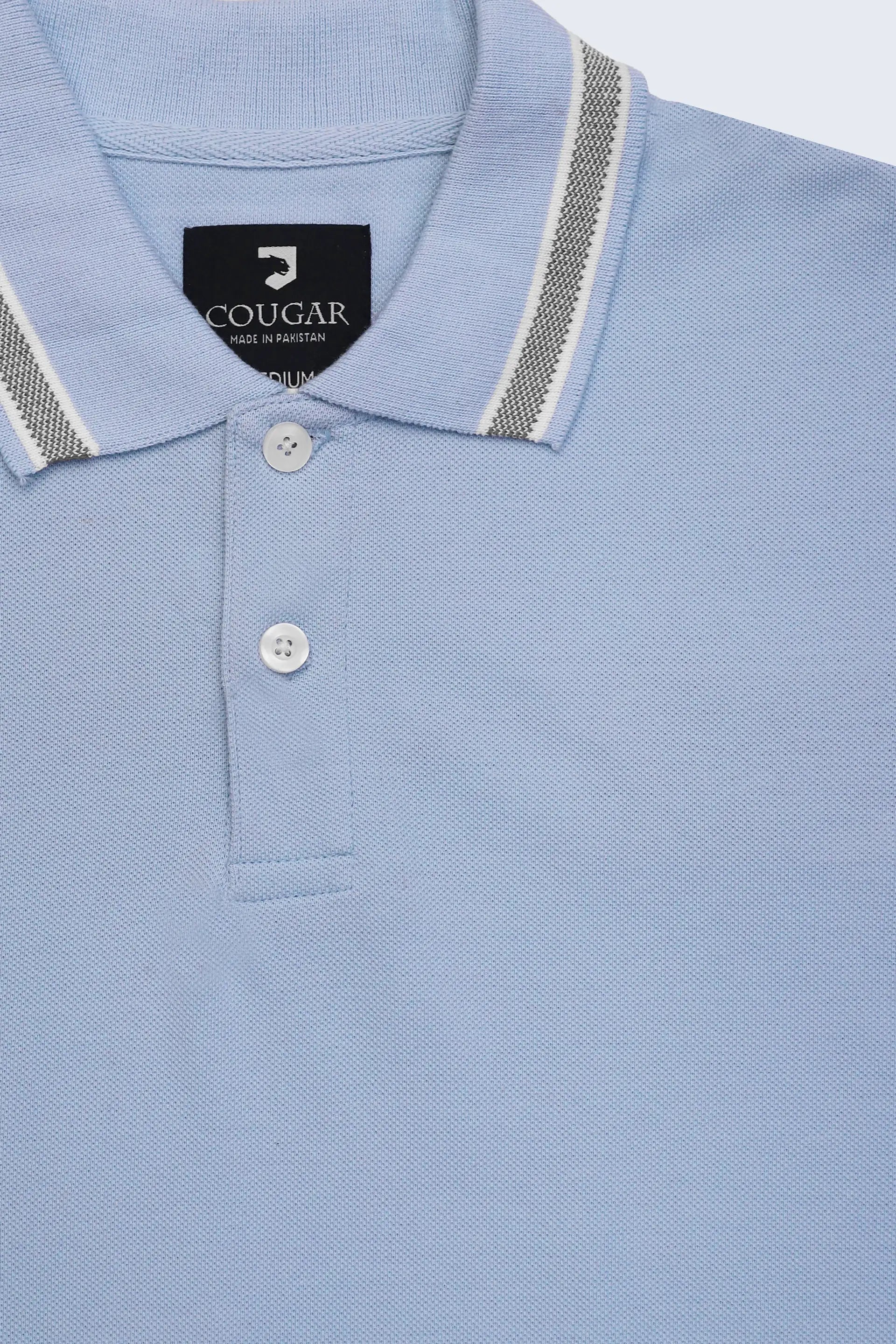 Sky Blue Pique Tipped Polo - Cougar Clothing