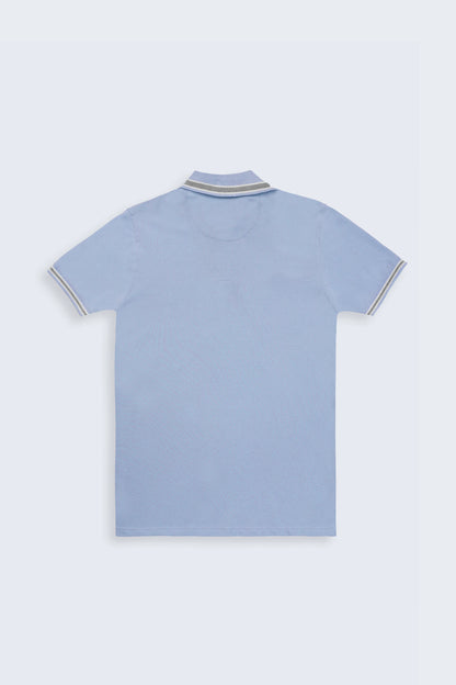 Sky Blue Pique Tipped Polo - Cougar Clothing