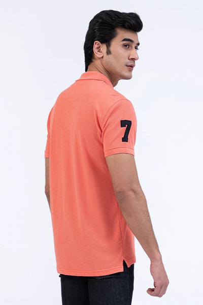 Coral Pink Embroidered Polo