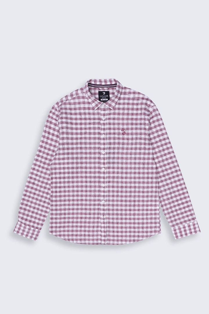Maroon Regular Fit Checkered Casual Shirt