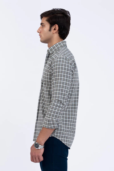 Olive Smart Fit Checkered Casual Shirt
