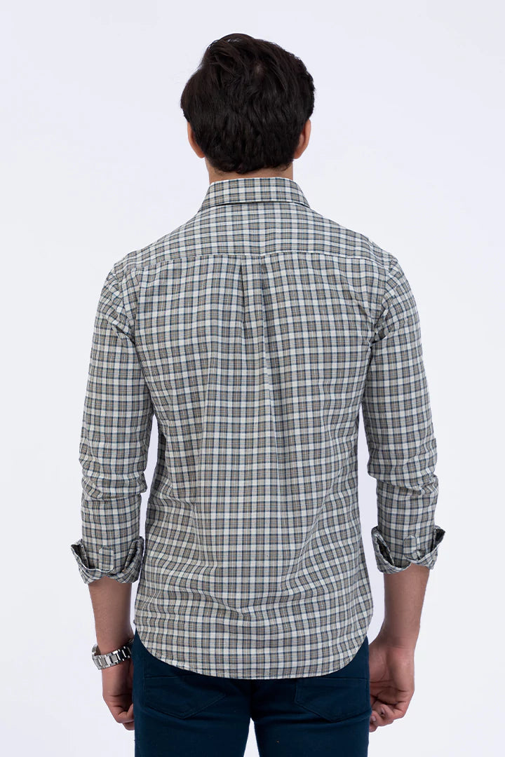 Olive Smart Fit Checkered Casual Shirt