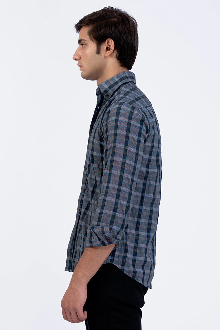 Grey Smart Fit Checkered Casual Shirt