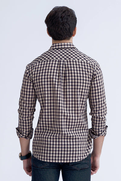 Navy Smart Fit Checkered Casual Shirt