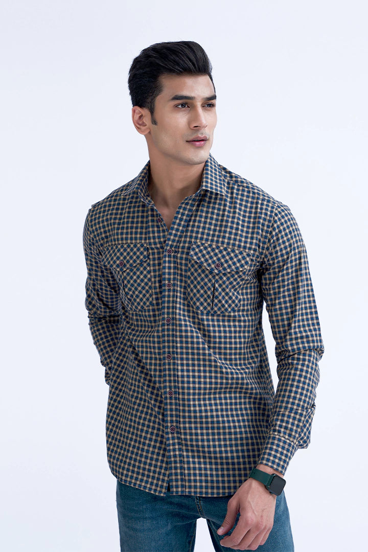 Blue Smart Fit Checkered  Casual Shirt