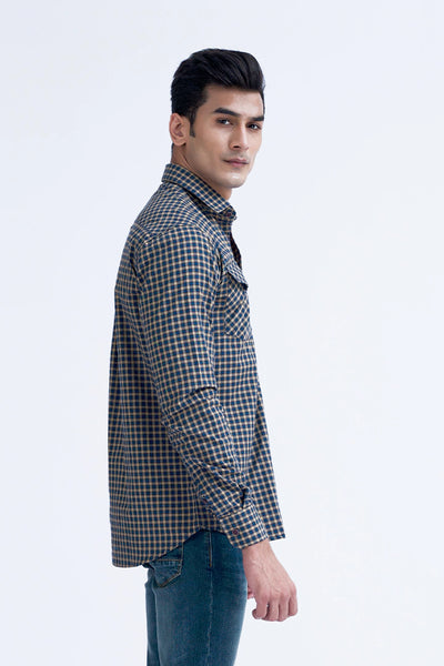 Blue Smart Fit Checkered  Casual Shirt