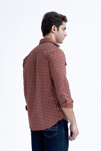 Red Smart Fit Checkered Casual Shirt