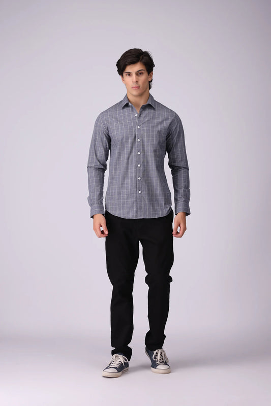 Regular Fit Windowpane Check Shirt - Cougar Clothing