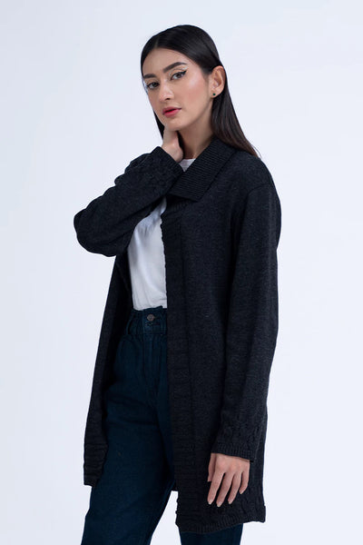 Charcoal Fine Gauge Cardigan Sweater