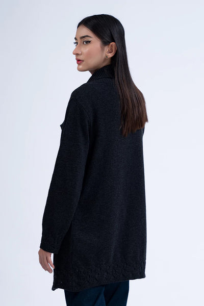 Charcoal Fine Gauge Cardigan Sweater