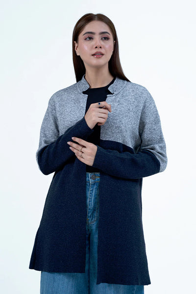 Navy Color Block Cardigan Sweater