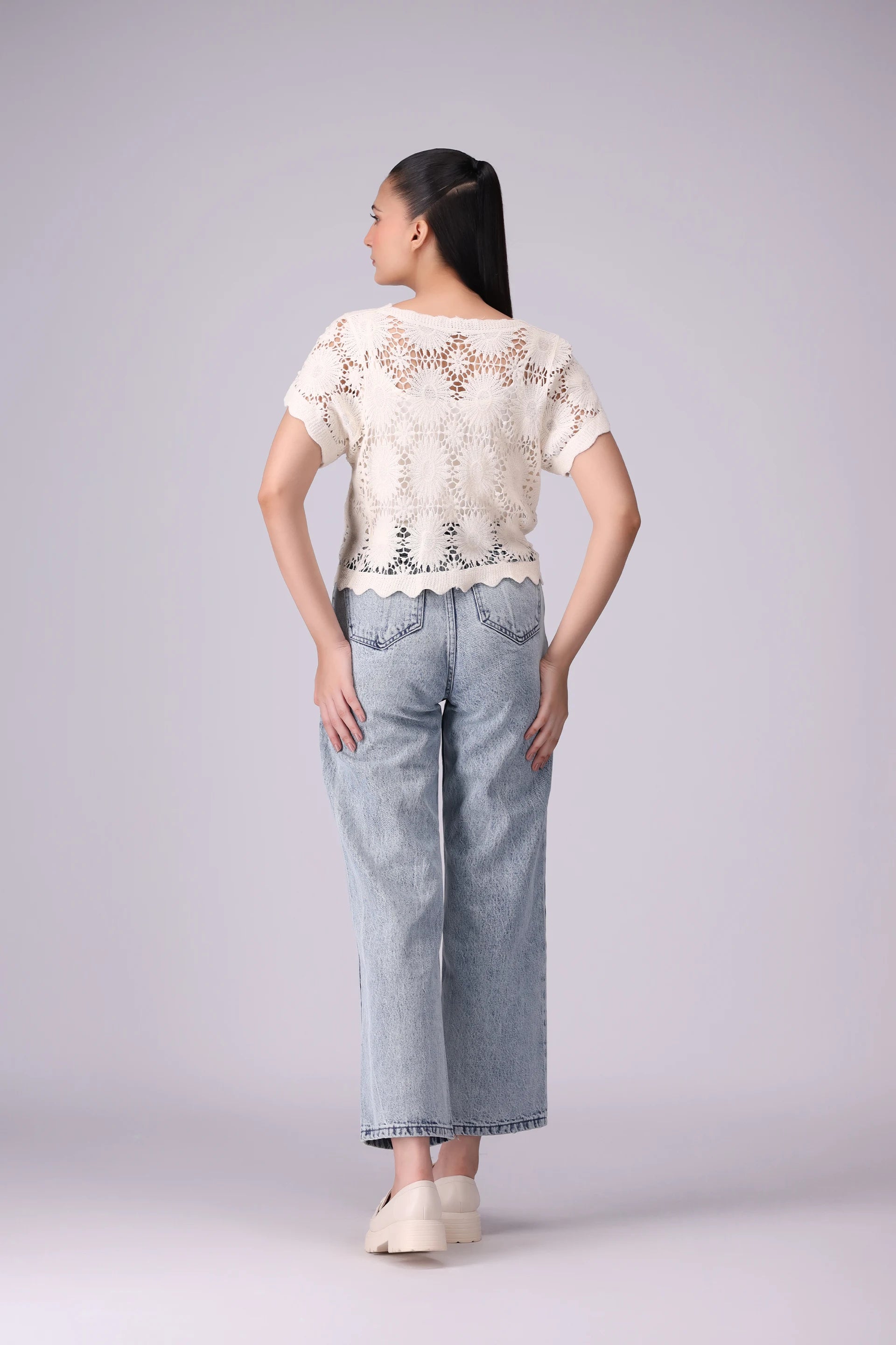 Crochet Knit Crop Cardigan - Cougar Clothing