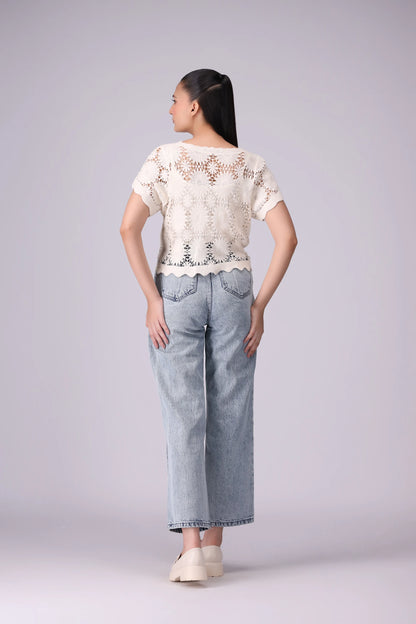 Crochet Knit Crop Cardigan - Cougar Clothing