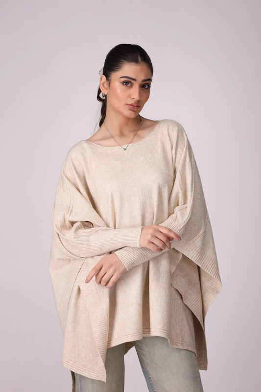 Poncho Sweater With Side Slits - Cougar Clothing