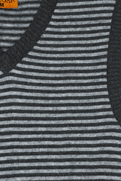 Grey Striped Vest Sweater