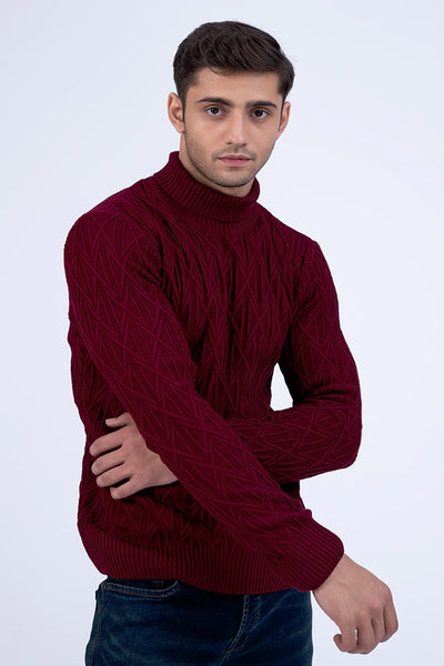 Criss-Cross Pattern Turtleneck Sweater