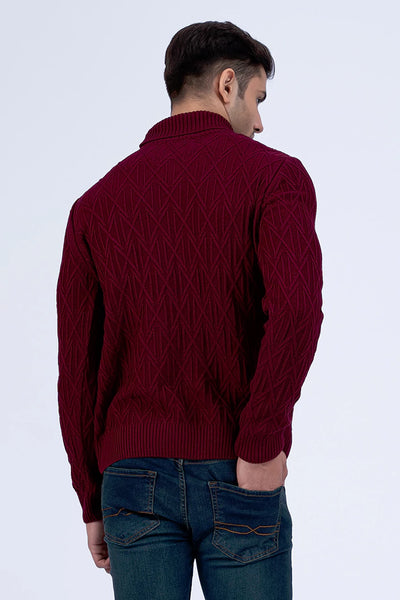 Criss-Cross Pattern Turtleneck Sweater