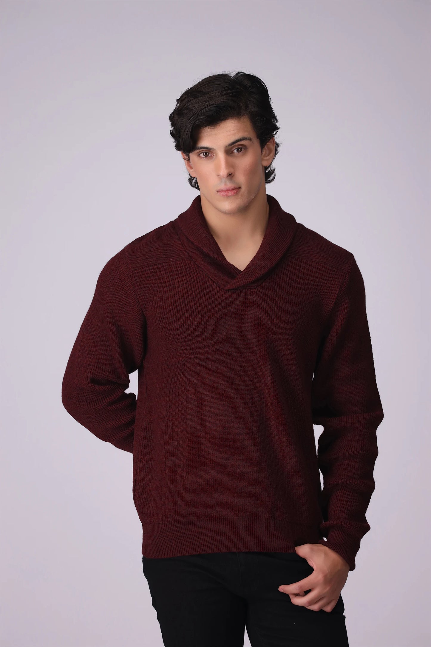 Shawl Neck Knitted Sweater - Cougar Clothing