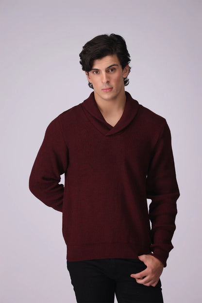 Shawl Neck Knitted Sweater - Cougar Clothing