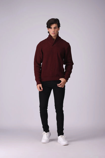 Shawl Neck Knitted Sweater - Cougar Clothing