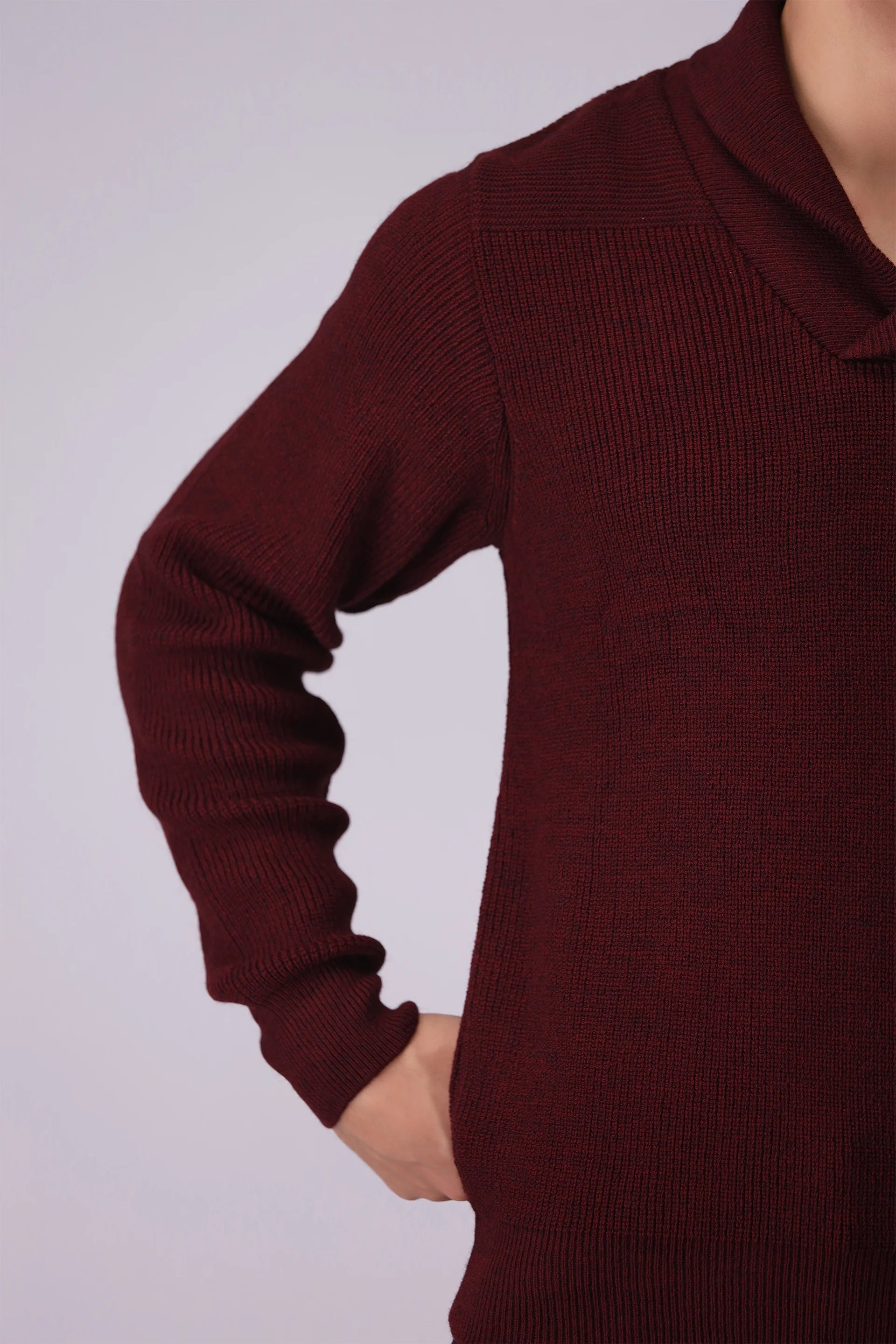 Shawl Neck Knitted Sweater - Cougar Clothing