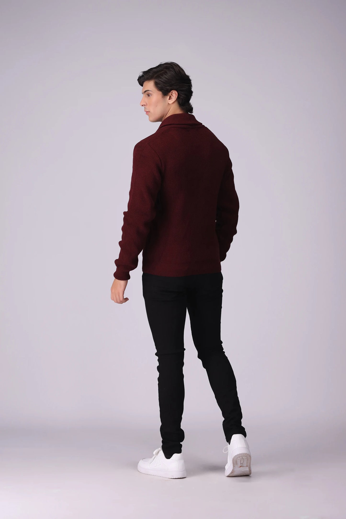 Shawl Neck Knitted Sweater - Cougar Clothing