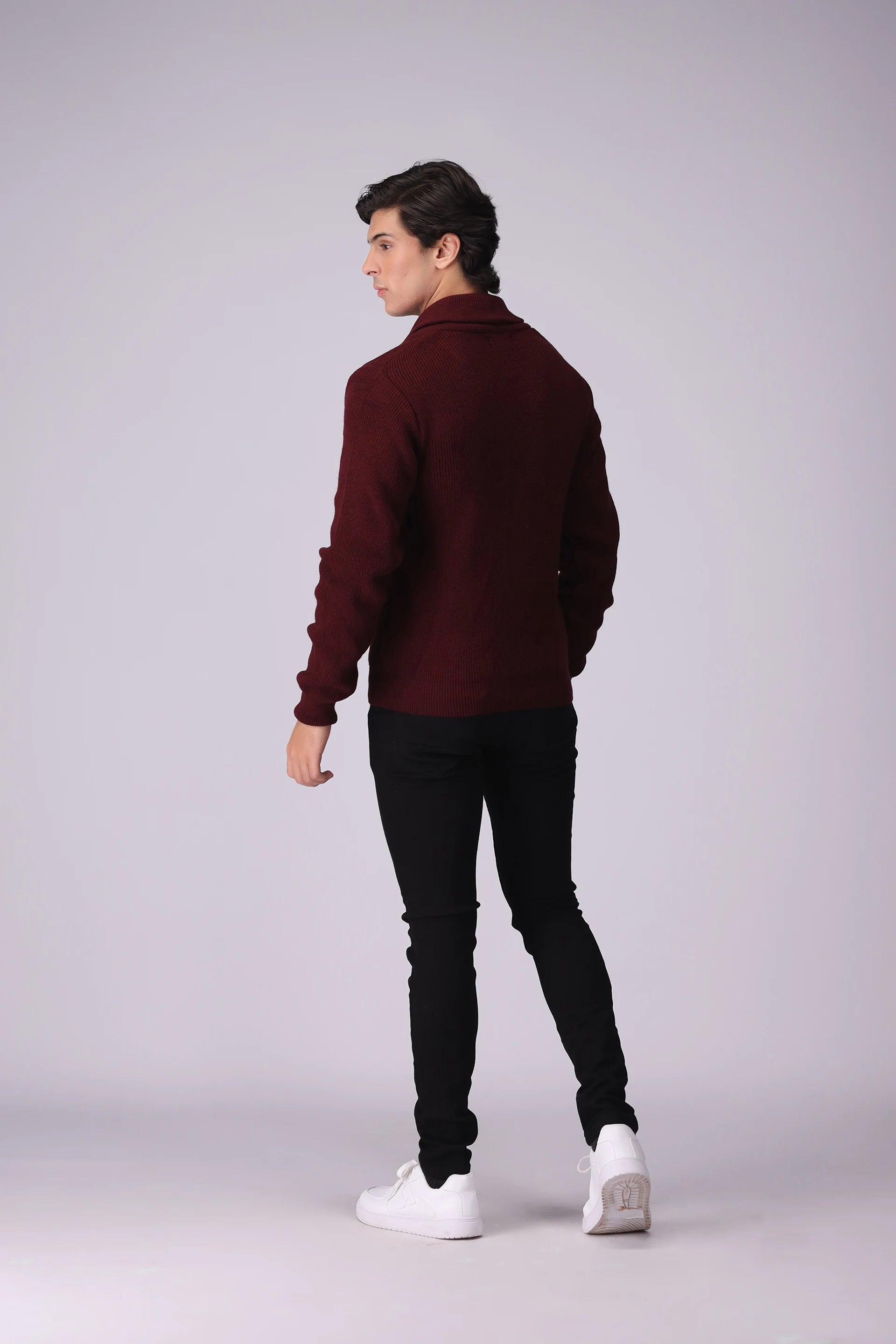 Shawl Neck Knitted Sweater - Cougar Clothing