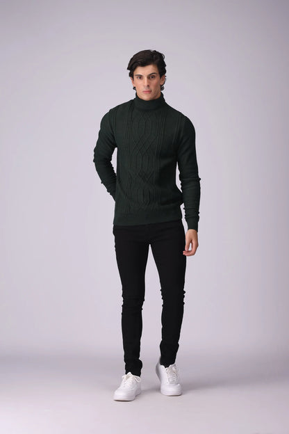 Roll Neck Cable Knit Sweater - Cougar Clothing