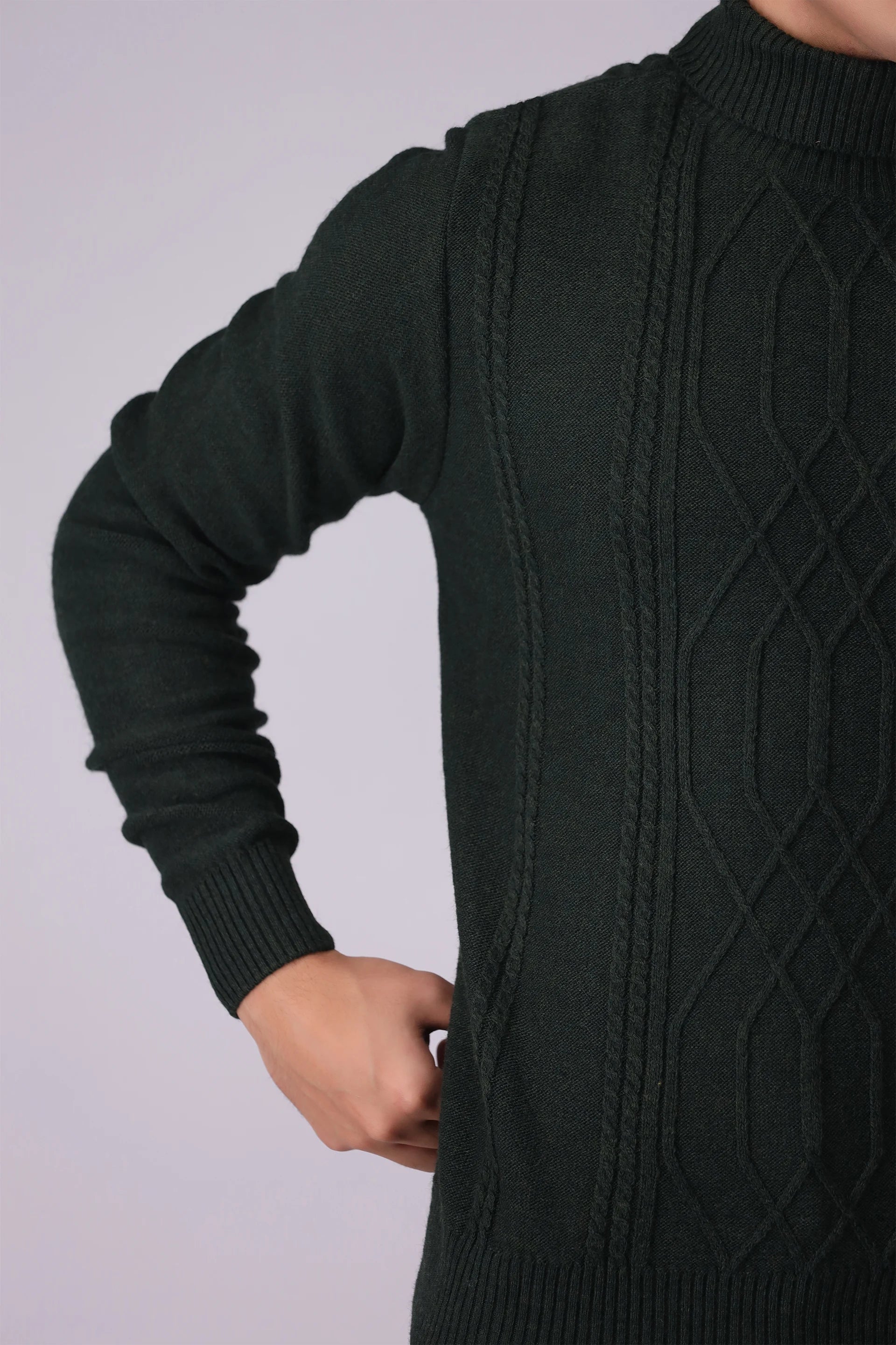 Roll Neck Cable Knit Sweater - Cougar Clothing