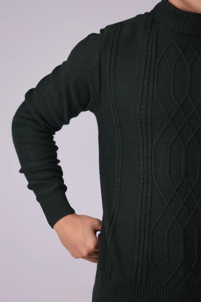 Roll Neck Cable Knit Sweater - Cougar Clothing