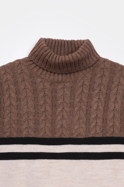 Roll Neck Cable Neck Sweater - Cougar Clothing