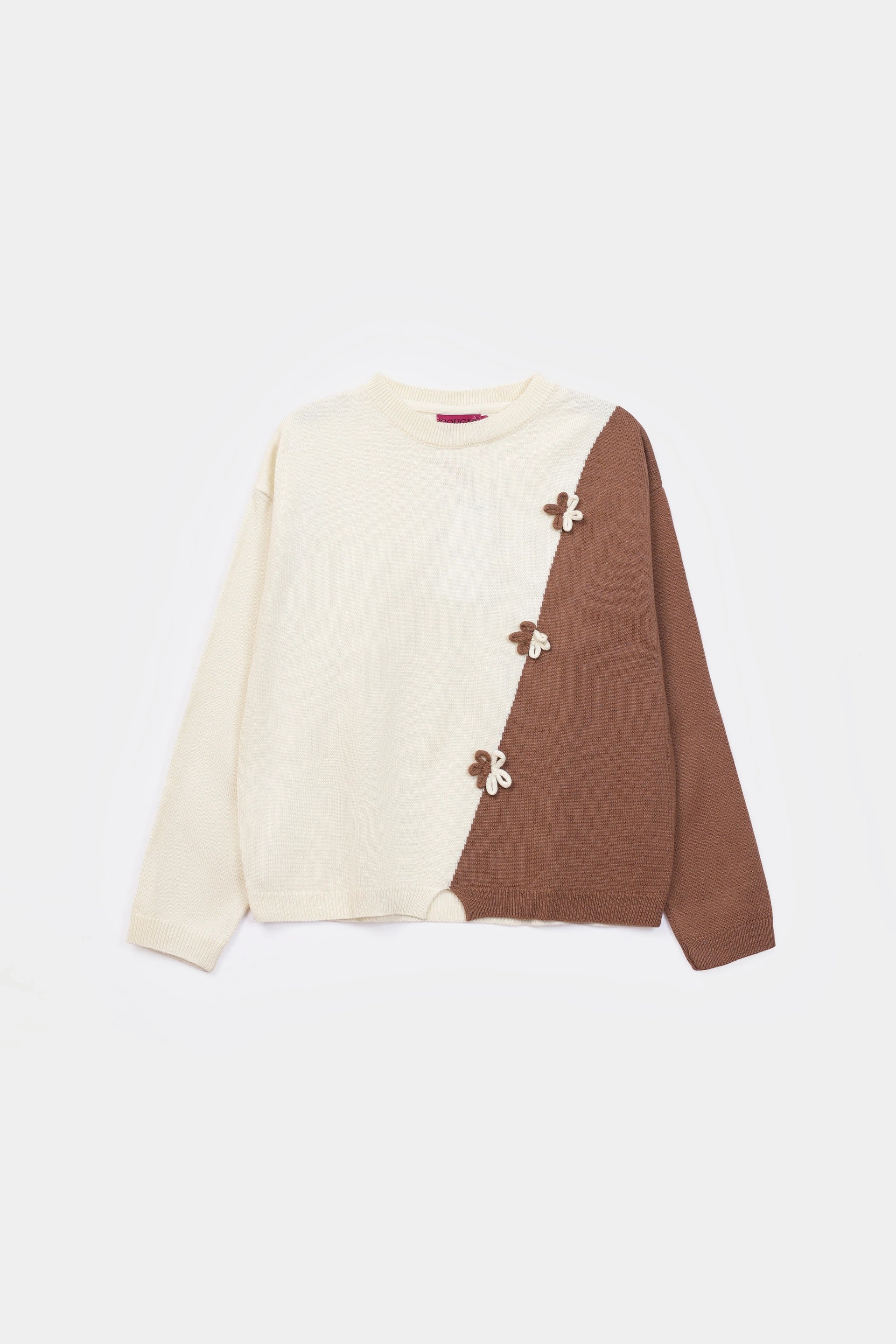 Color Block Bow-Detailed Sweater - Cougar Clothing