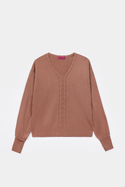 V-Neck Knit Sweater - Cougar Clothing