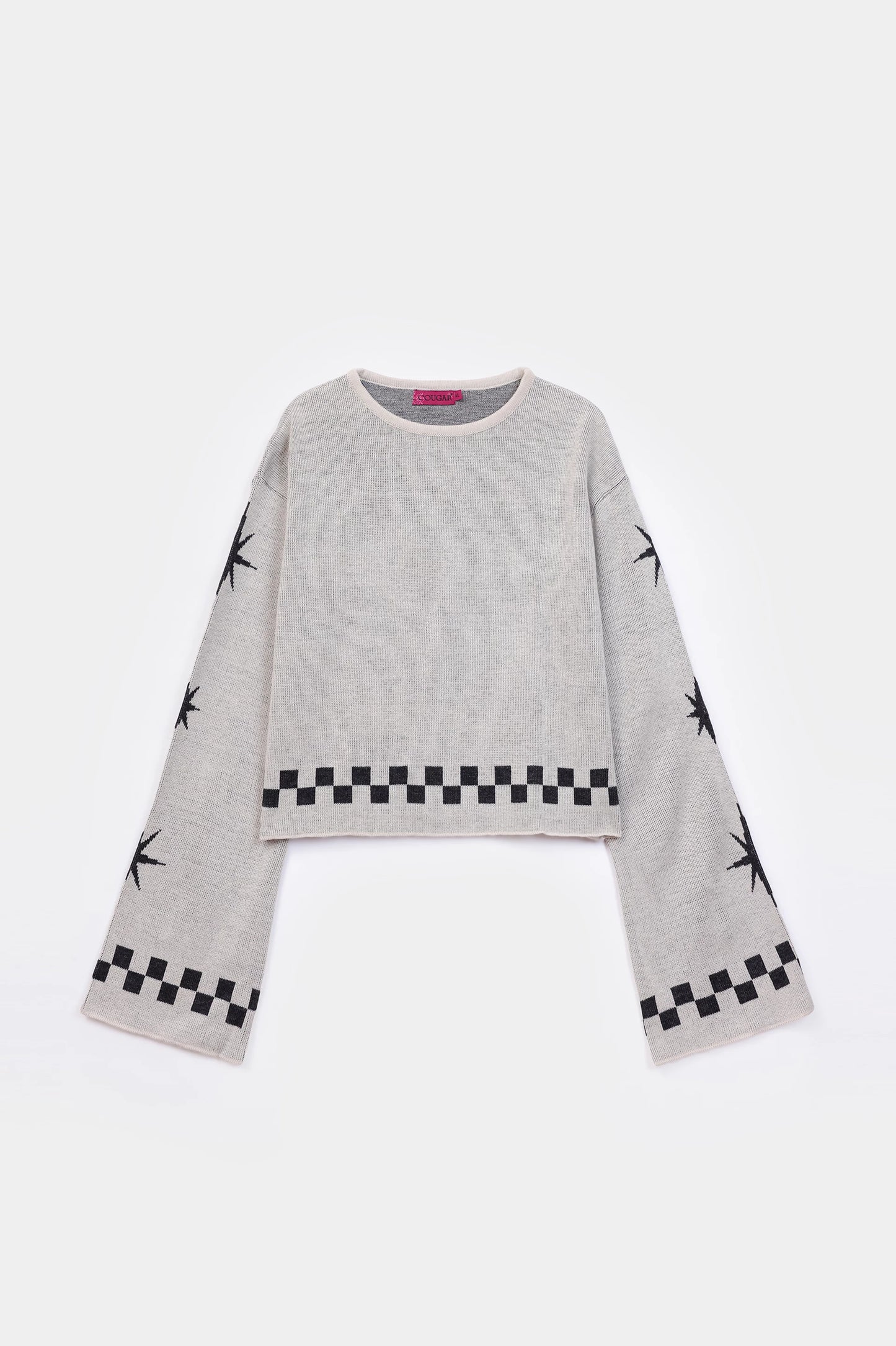 Cropped Jacquard Sweater - Cougar Clothing