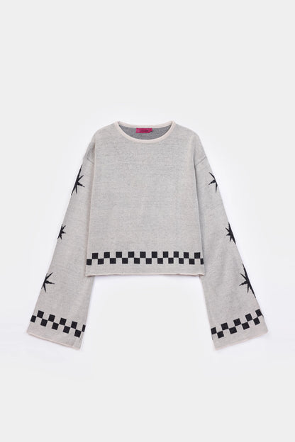 Cropped Jacquard Sweater - Cougar Clothing